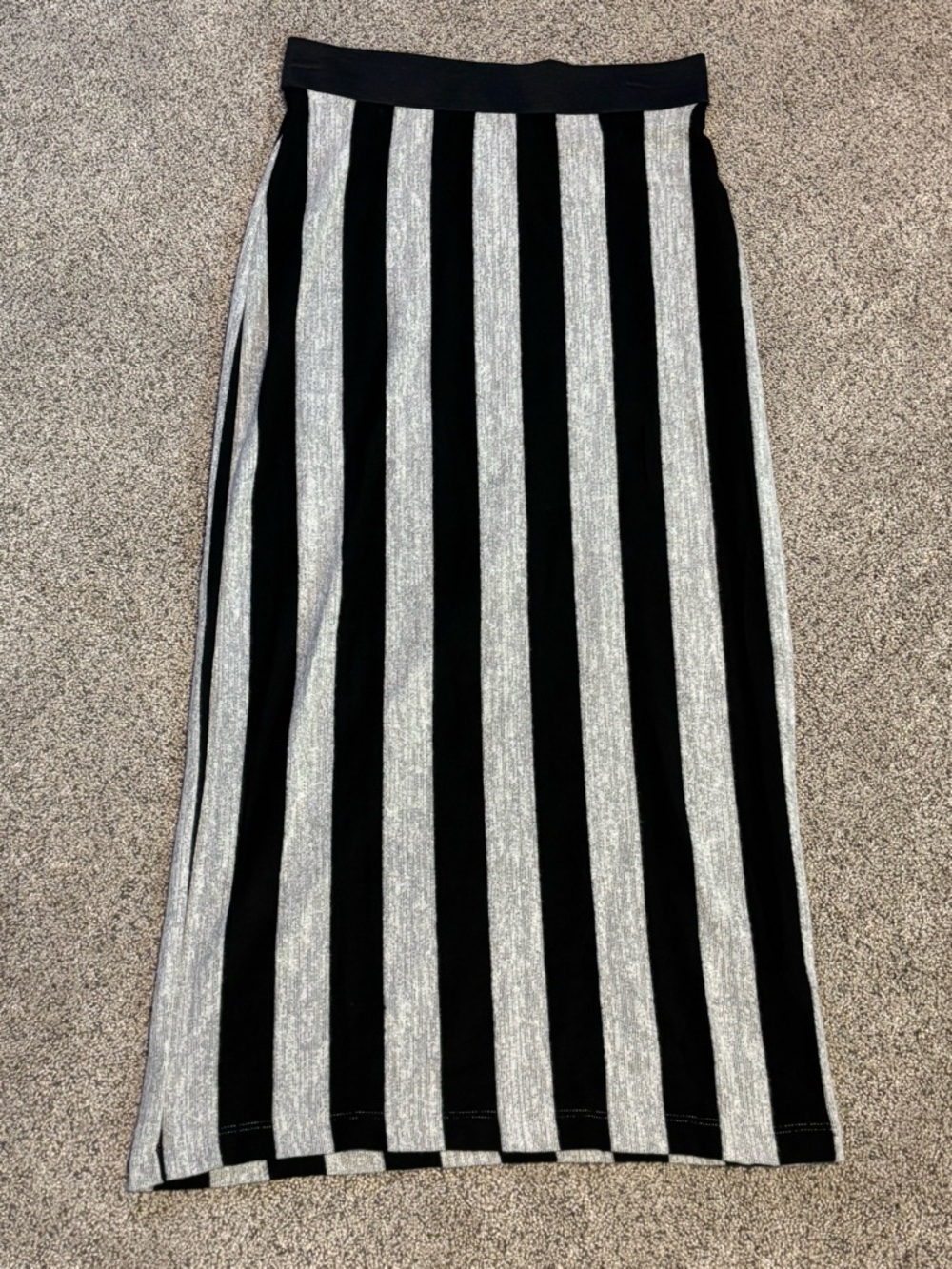 Nally & Millie Black and Silver Striped Maxi Skirt